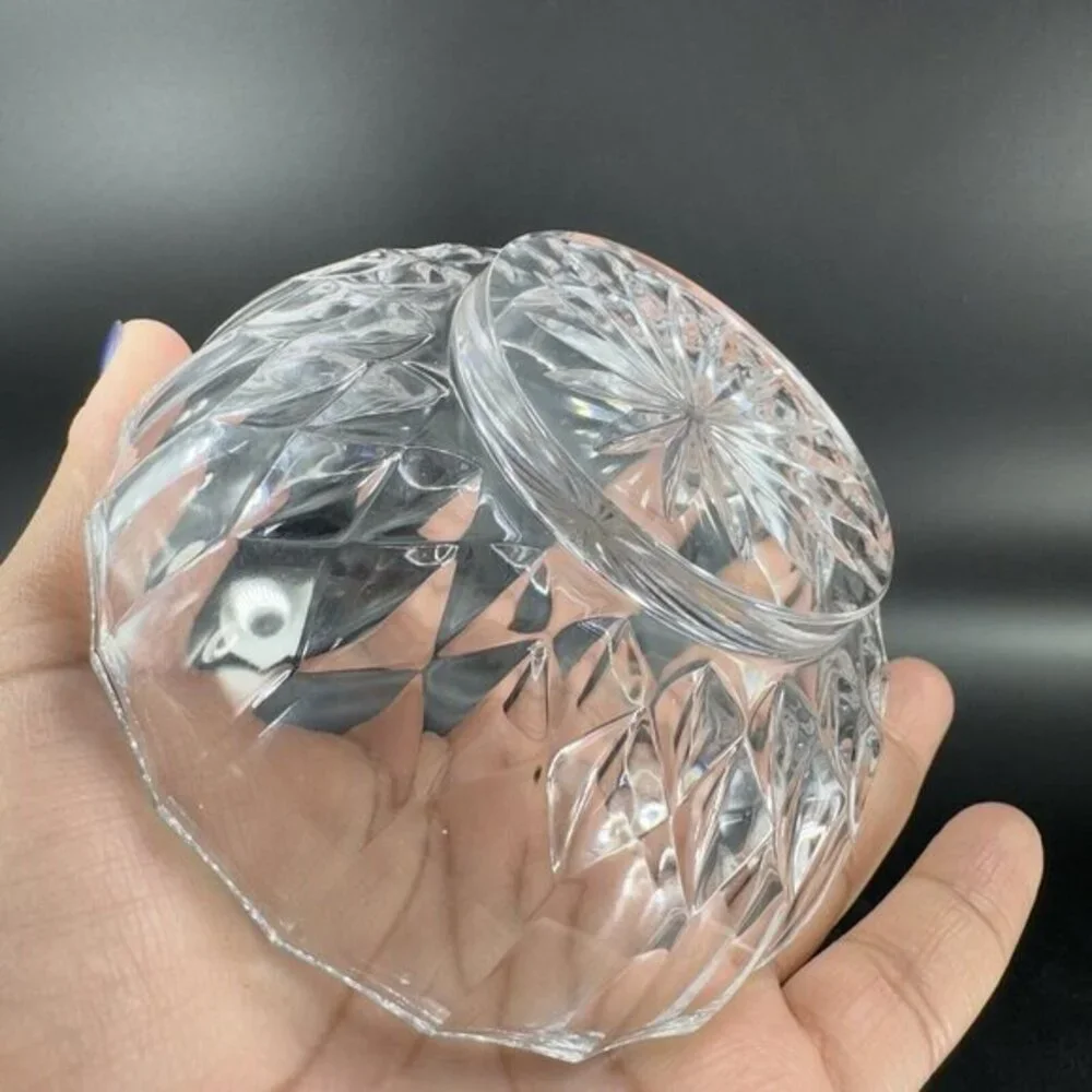Val St. Lambert Crystal Clear Glass‎ Round Dish Bowl Signed On Bottom Vintage